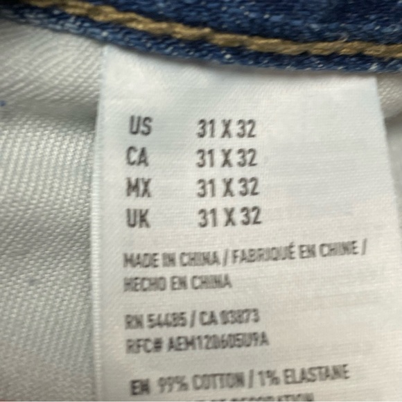 American Eagle Original Straight Jeans Men’s Size 31x32 Denim Light Blue - Picture 4 of 4